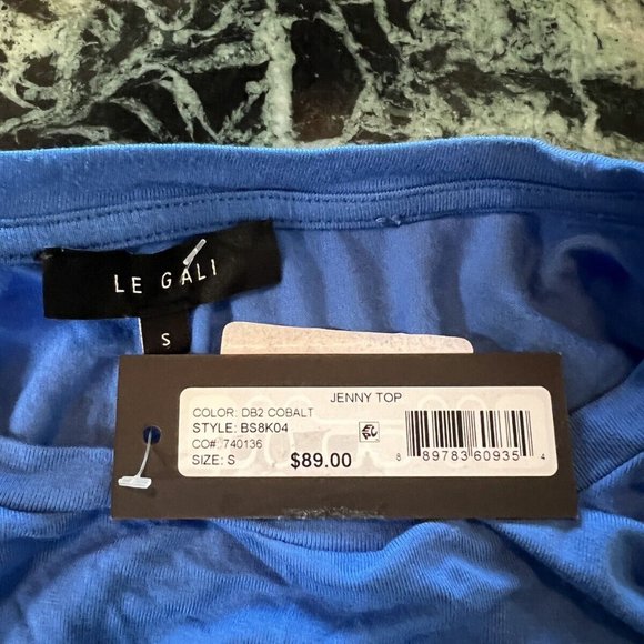 NWT Le Gali Womens Jenny Jersey Bell Sleeves Pullover shirt Top SIZE S $89 blue - Picture 6 of 9